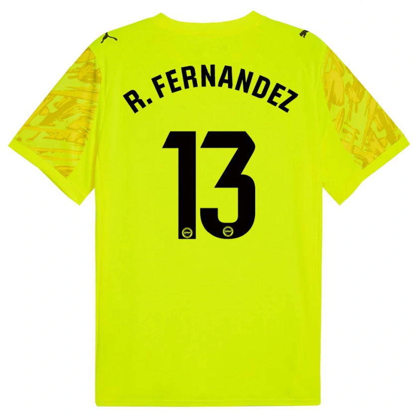 Danxen Mujer Camiseta Raúl Fernández #13 Amarillo Negro Portero Equipación 2025/26 La Camisa