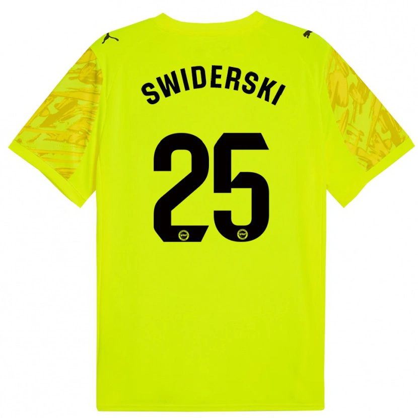 Danxen Mujer Camiseta Grégoire Swiderski #25 Amarillo Negro Portero Equipación 2025/26 La Camisa