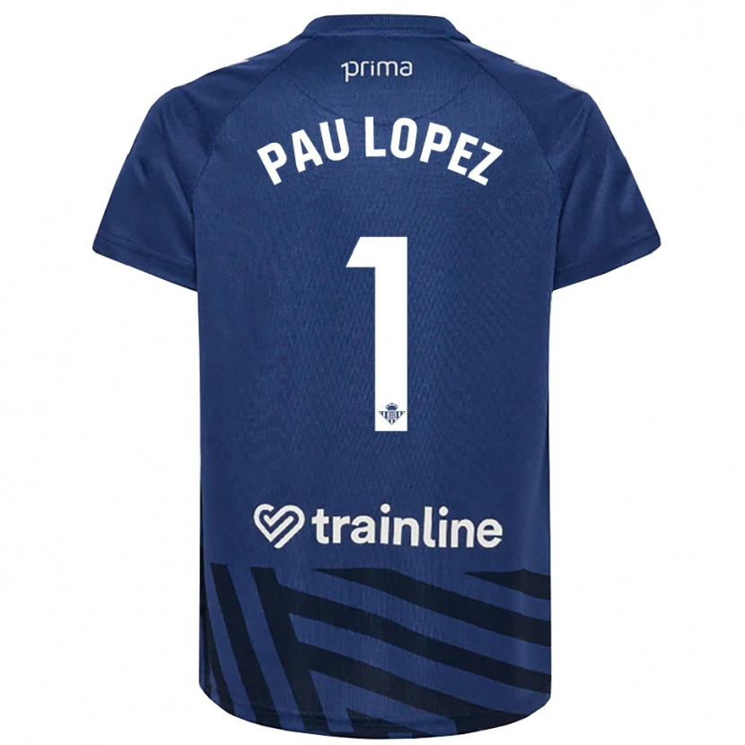 Danxen Mujer Camiseta Pau López #1 Azul Real Blanco Portero Equipación 2025/26 La Camisa
