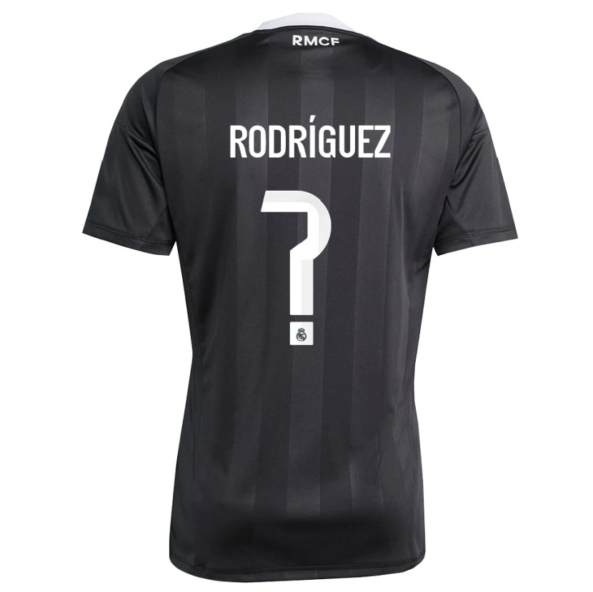 Danxen Mujer Camiseta Álvaro Rodríguez #0 Negro Blanco Portero Equipación 2025/26 La Camisa