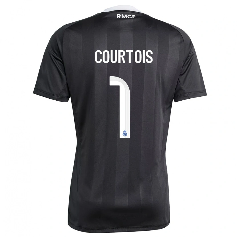 Danxen Mujer Camiseta Thibaut Courtois #1 Negro Blanco Portero Equipación 2025/26 La Camisa