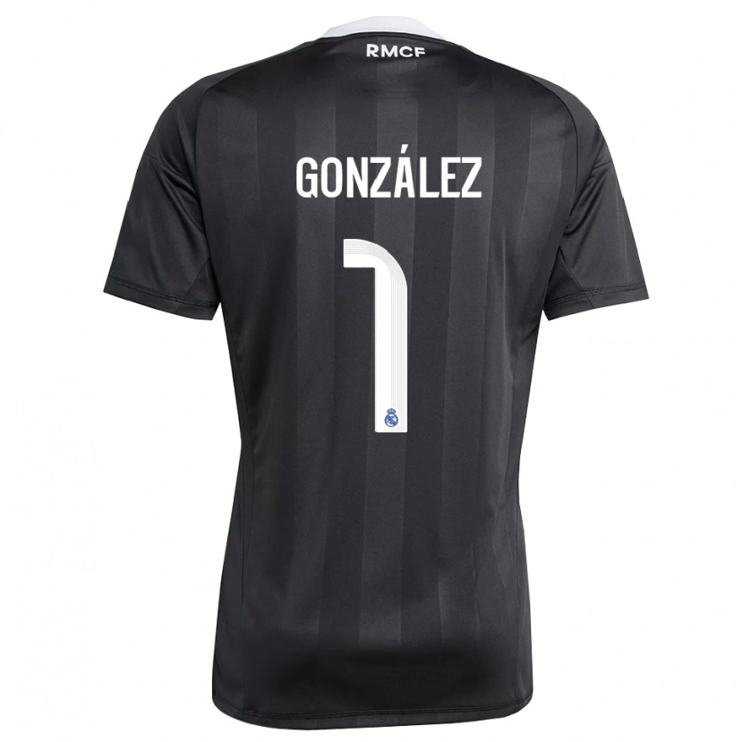Danxen Mujer Camiseta Álvaro González #1 Negro Blanco Portero Equipación 2025/26 La Camisa
