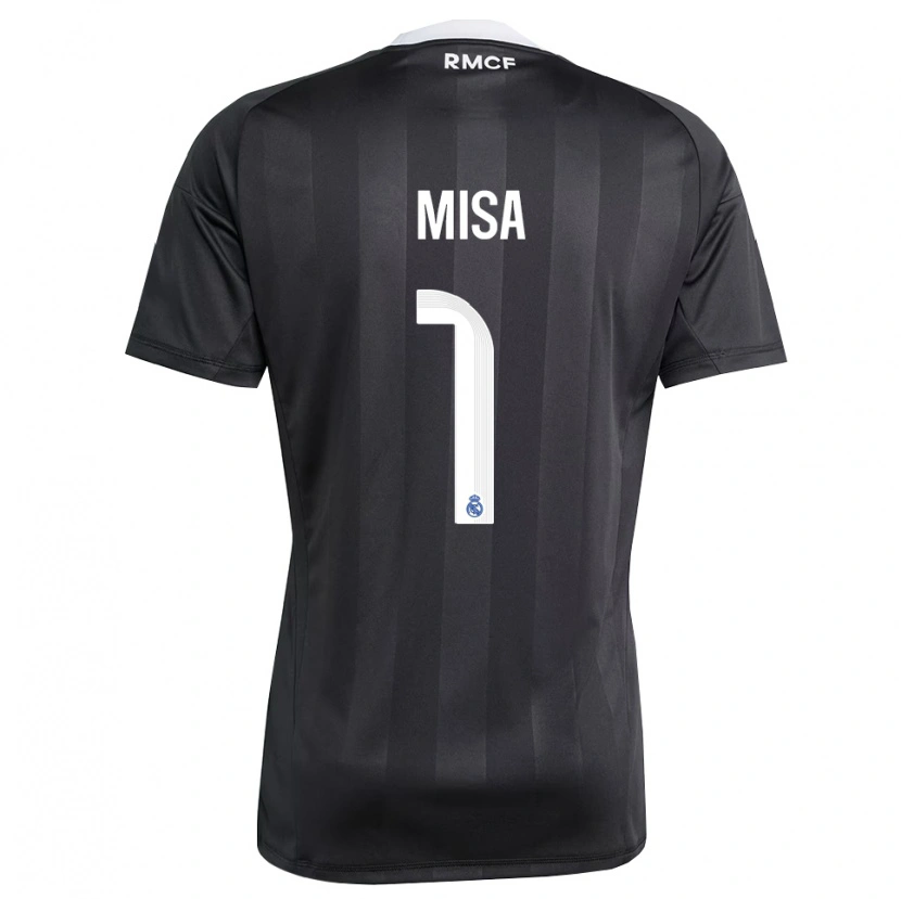 Danxen Mujer Camiseta Misa Rodríguez #1 Negro Blanco Portero Equipación 2025/26 La Camisa