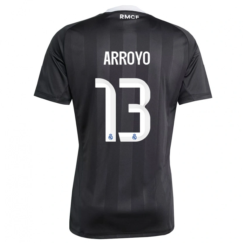 Danxen Mujer Camiseta Diego Arroyo #13 Negro Blanco Portero Equipación 2025/26 La Camisa