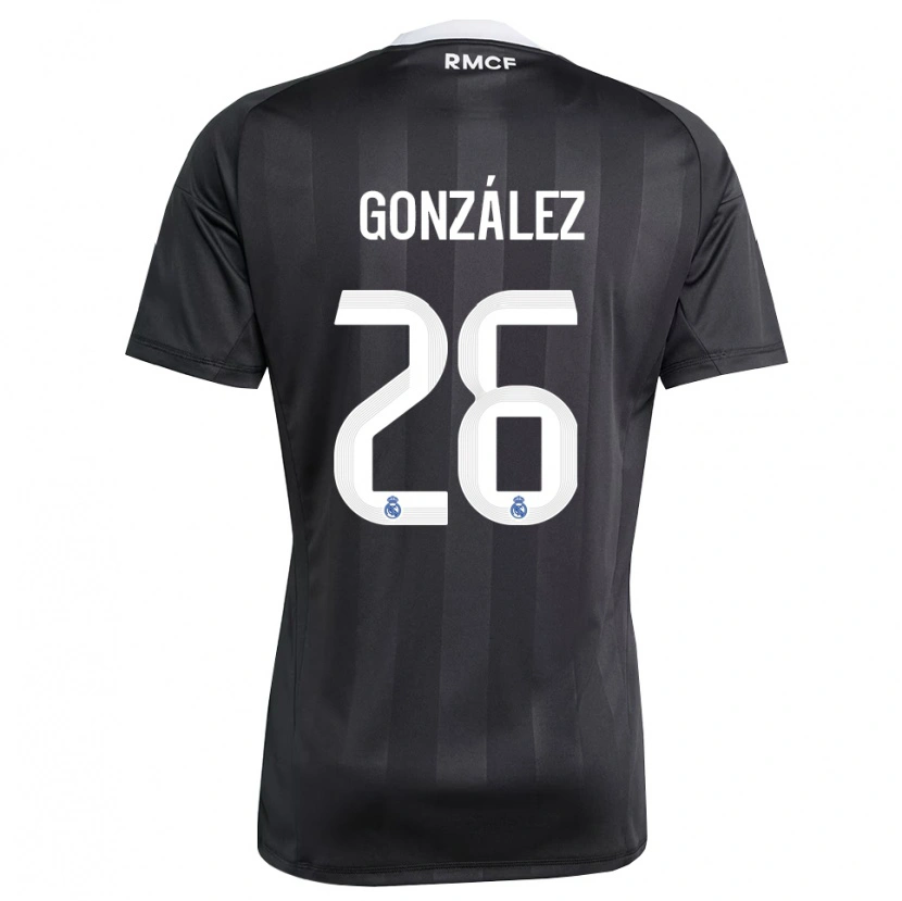 Danxen Mujer Camiseta Fran González #26 Negro Blanco Portero Equipación 2025/26 La Camisa