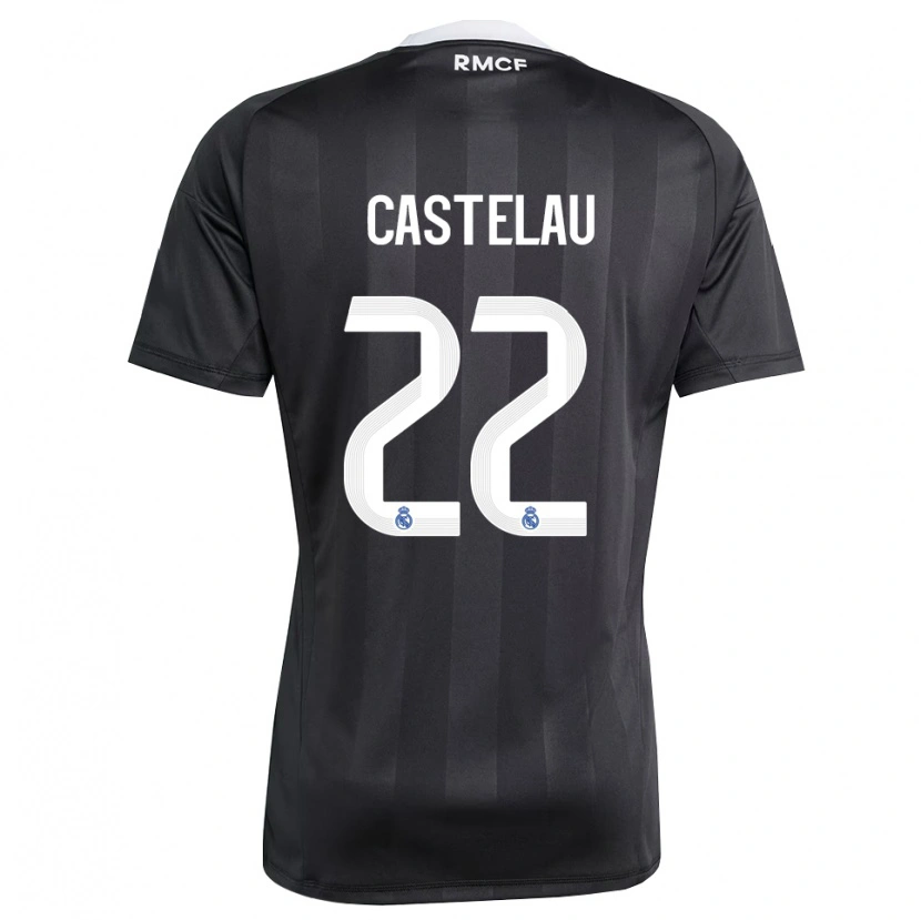 Danxen Mujer Camiseta Alber Castelau #22 Negro Blanco Portero Equipación 2025/26 La Camisa