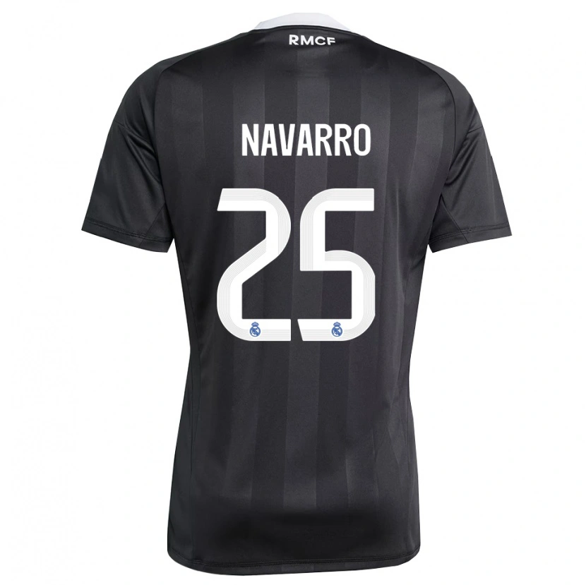 Danxen Mujer Camiseta Javier Navarro #25 Negro Blanco Portero Equipación 2025/26 La Camisa