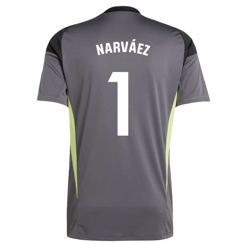 Danxen Mujer Camiseta Miguel Narváez #1 Gris Oscuro Negro Portero Equipación 2025/26 La Camisa