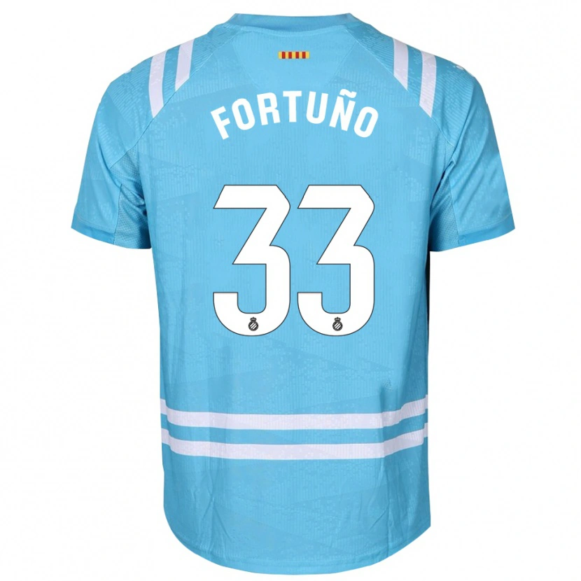 Danxen Mujer Camiseta Ángel Fortuño #33 Blanco Azul Claro Portero Equipación 2025/26 La Camisa