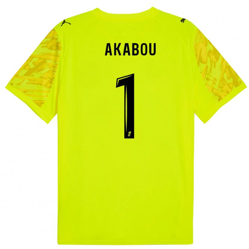 Danxen Mujer Camiseta Ayoub Akabou #1 Verde Fluorescente Amarillo Portero Equipación 2025/26 La Camisa
