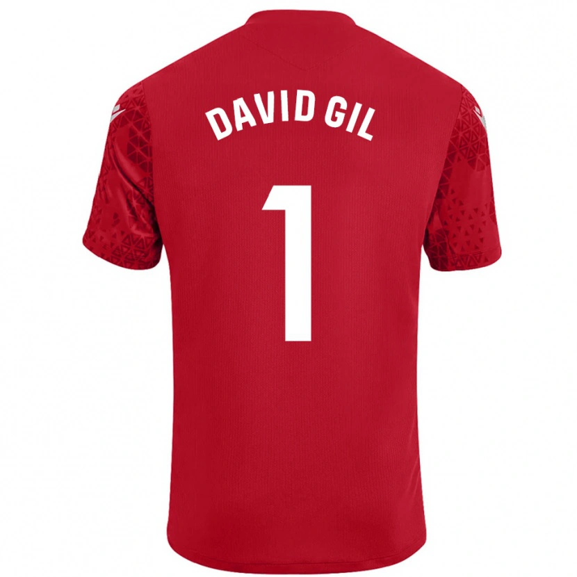 Danxen Mujer Camiseta David Gil #1 Rojo Blanco Portero Equipación 2025/26 La Camisa