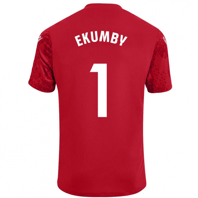 Danxen Mujer Camiseta Ekumby #1 Rojo Blanco Portero Equipación 2025/26 La Camisa