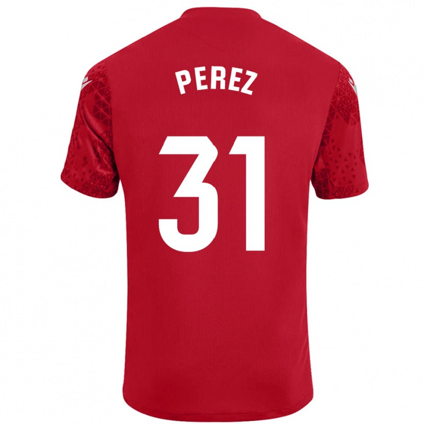Danxen Mujer Camiseta Ángel Pérez #31 Rojo Blanco Portero Equipación 2025/26 La Camisa