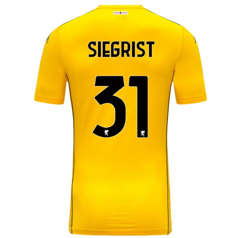 Danxen Mujer Camiseta Benjamin Siegrist #31 Amarillo Oscuro Negro Portero Equipación 2025/26 La Camisa