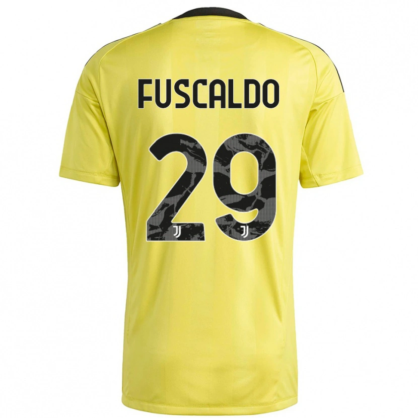 Danxen Mujer Camiseta Matteo Fuscaldo #29 Blanco Amarillo Portero Equipación 2025/26 La Camisa