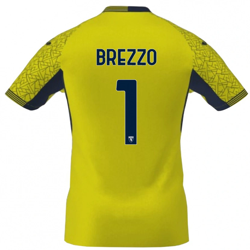 Danxen Mujer Camiseta Matteo Brezzo #1 Amarillo Negro Portero Equipación 2025/26 La Camisa