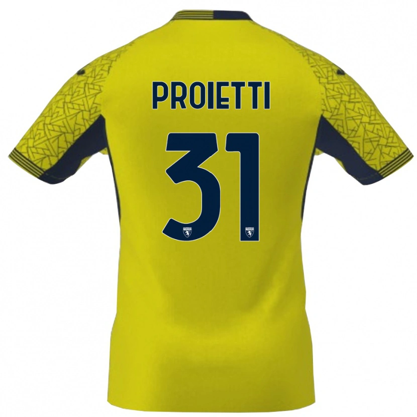 Danxen Mujer Camiseta Riccardo Proietti #31 Amarillo Negro Portero Equipación 2025/26 La Camisa