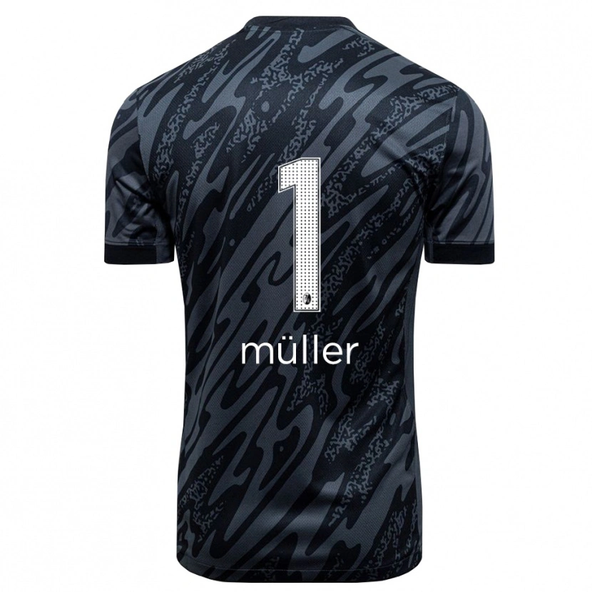 Danxen Mujer Camiseta Philipp Müller #1 Negro Blanco Portero Equipación 2025/26 La Camisa