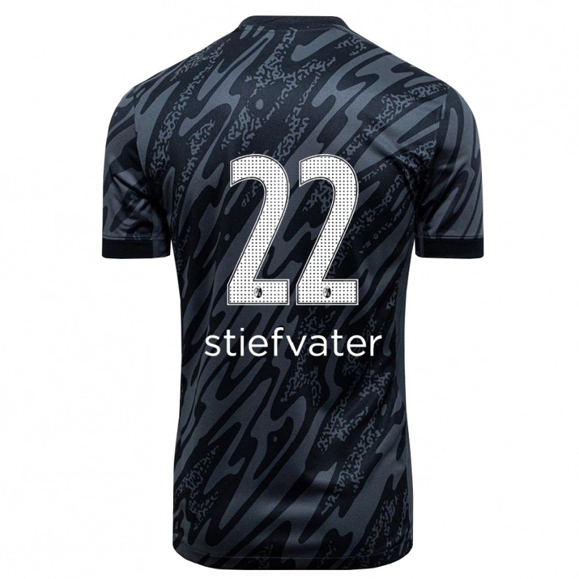 Danxen Mujer Camiseta Max Stiefvater #22 Negro Blanco Portero Equipación 2025/26 La Camisa