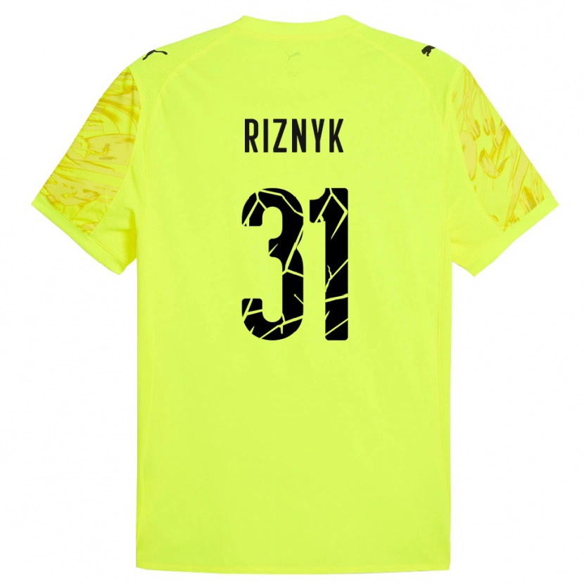 Danxen Mujer Camiseta Dmytro Riznyk #31 Verde Amarillo Portero Equipación 2025/26 La Camisa