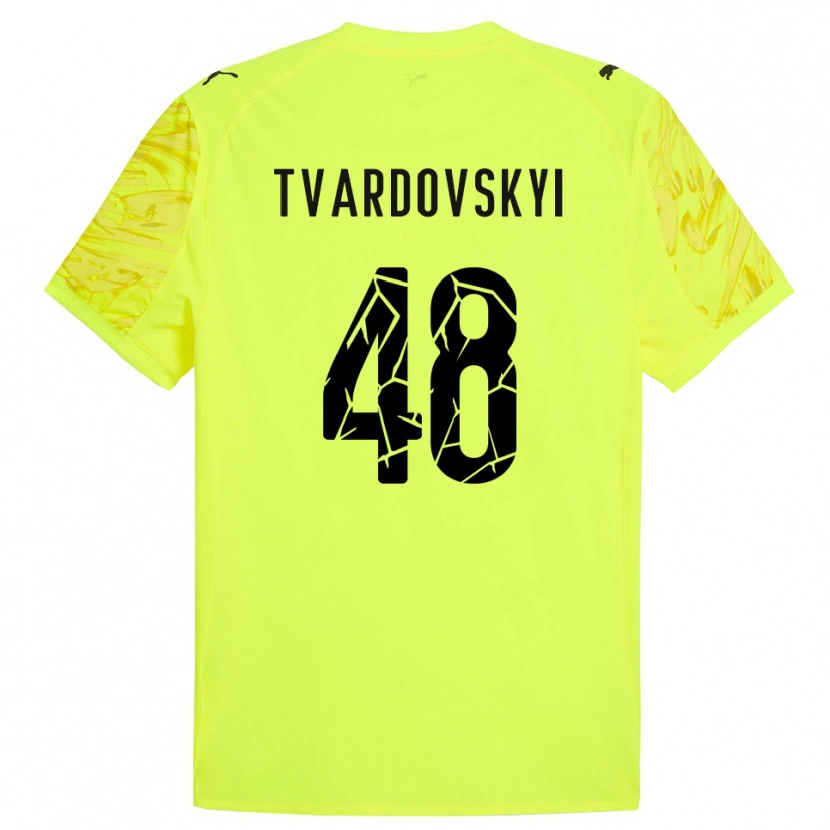 Danxen Mujer Camiseta Denys Tvardovskyi #48 Verde Amarillo Portero Equipación 2025/26 La Camisa