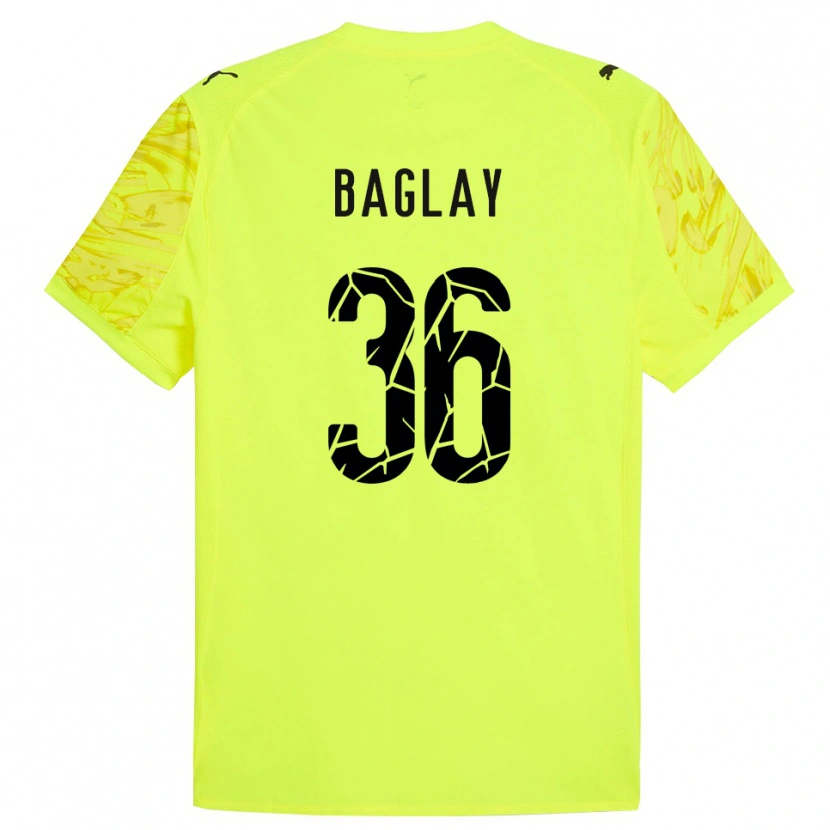 Danxen Mujer Camiseta Rostyslav Baglay #36 Verde Amarillo Portero Equipación 2025/26 La Camisa