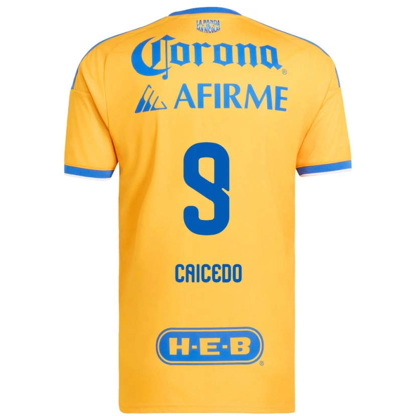 Danxen Niño Camiseta Jordy Caicedo #9 Amarillo Azul 1ª Equipación 2026/27 La Camisa