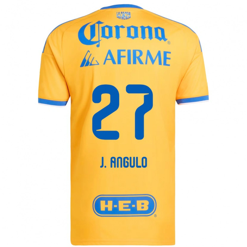 Danxen Niño Camiseta Jesús Angulo #27 Amarillo Azul 1ª Equipación 2026/27 La Camisa