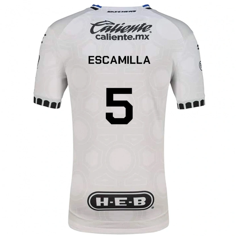 Danxen Niño Camiseta Kevin Escamilla #5 Blanco Negro Azul 1ª Equipación 2026/27 La Camisa
