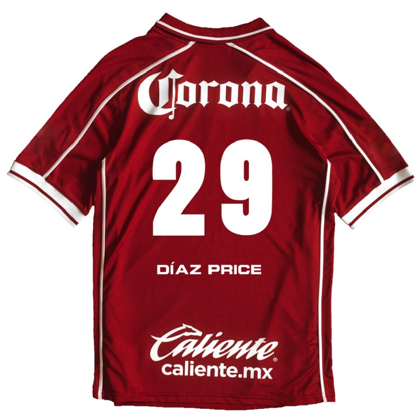 Danxen Niño Camiseta Jorge Díaz Price #29 Blanco Rojo 1ª Equipación 2026/27 La Camisa