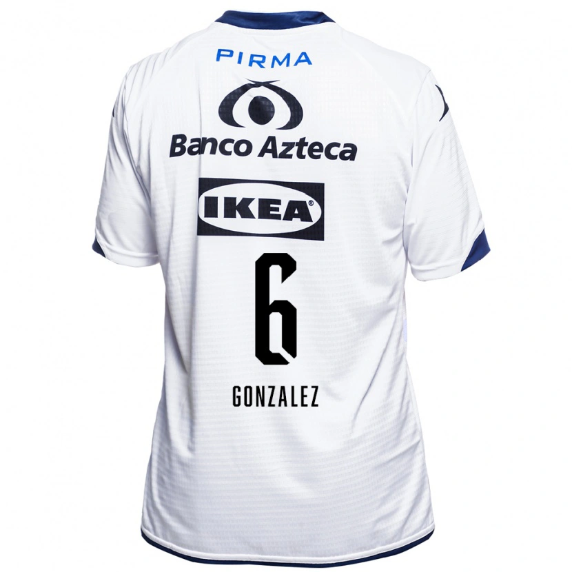 Danxen Niño Camiseta Pablo González #6 Blanco Negro Azul 1ª Equipación 2026/27 La Camisa