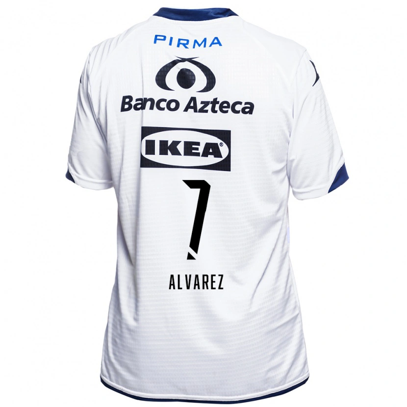 Danxen Niño Camiseta Daniel Álvarez #7 Blanco Negro Azul 1ª Equipación 2026/27 La Camisa