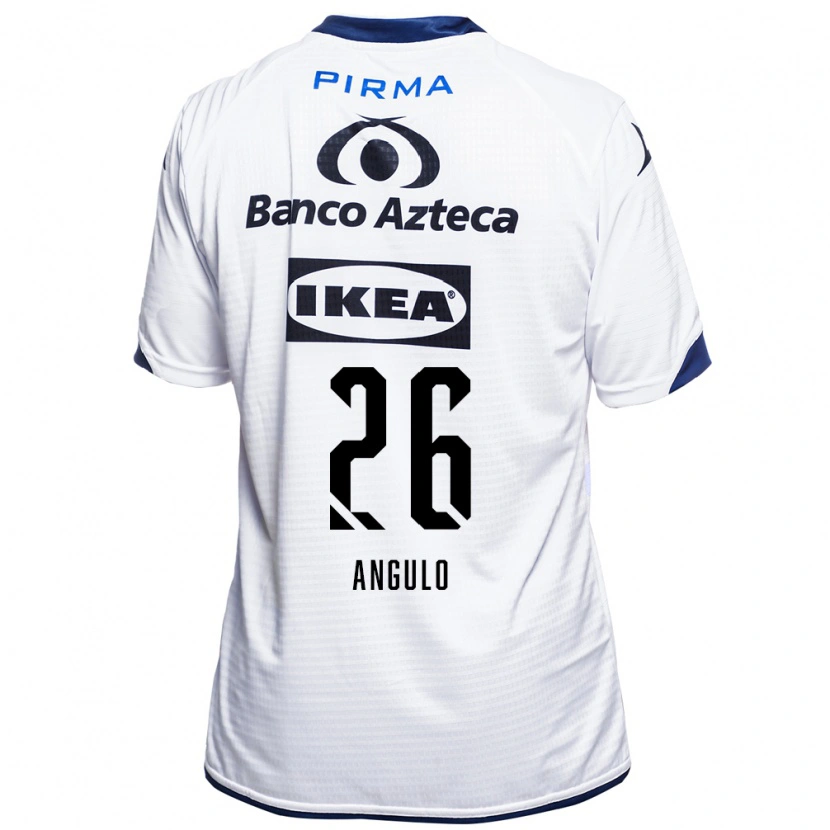 Danxen Niño Camiseta Brayan Angulo #26 Blanco Negro Azul 1ª Equipación 2026/27 La Camisa