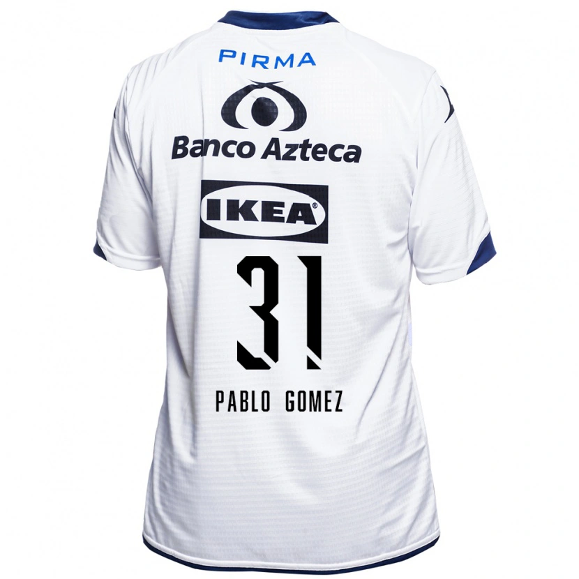 Danxen Niño Camiseta Juan Pablo Gómez #31 Blanco Negro Azul 1ª Equipación 2026/27 La Camisa