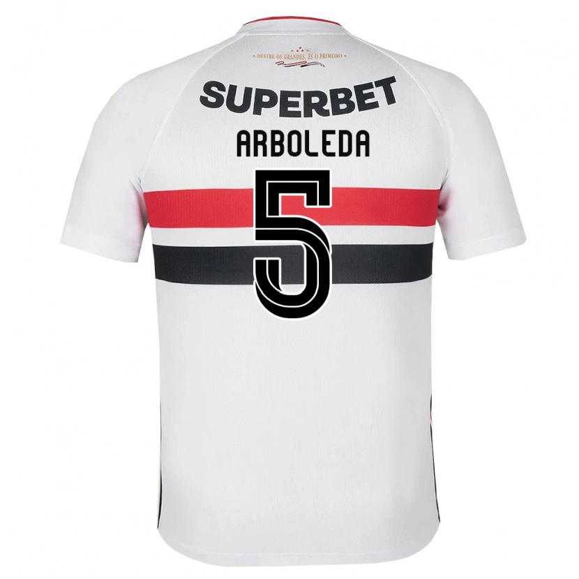 Danxen Niño Camiseta Robert Arboleda #5 Blanco Rojo Negro 1ª Equipación 2026/27 La Camisa