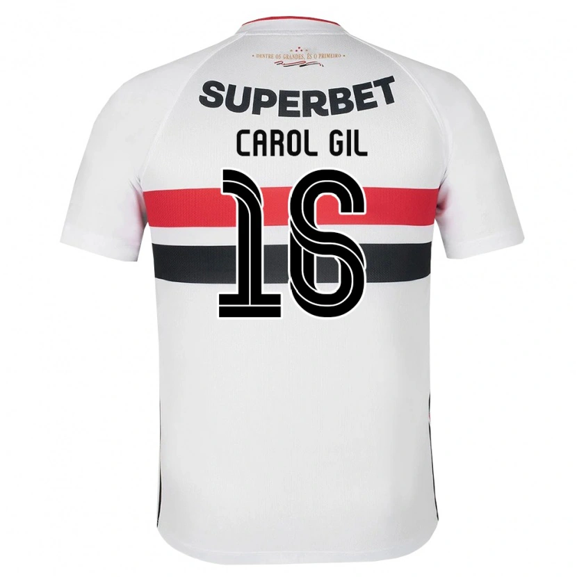 Danxen Niño Camiseta Carol Gil #16 Blanco Rojo Negro 1ª Equipación 2026/27 La Camisa