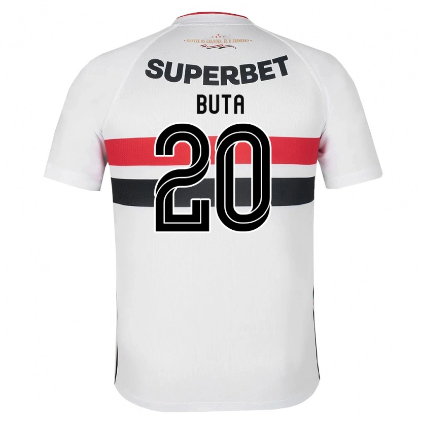 Danxen Niño Camiseta Aurélio Buta #20 Blanco Rojo Negro 1ª Equipación 2026/27 La Camisa