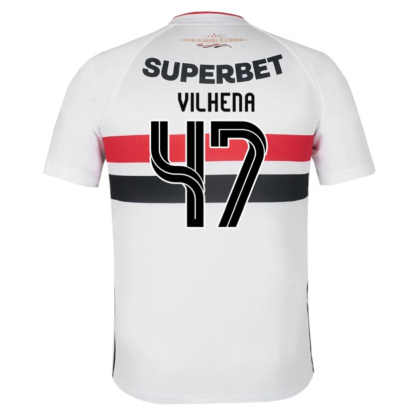 Danxen Niño Camiseta Pedro Vilhena #47 Blanco Rojo Negro 1ª Equipación 2026/27 La Camisa