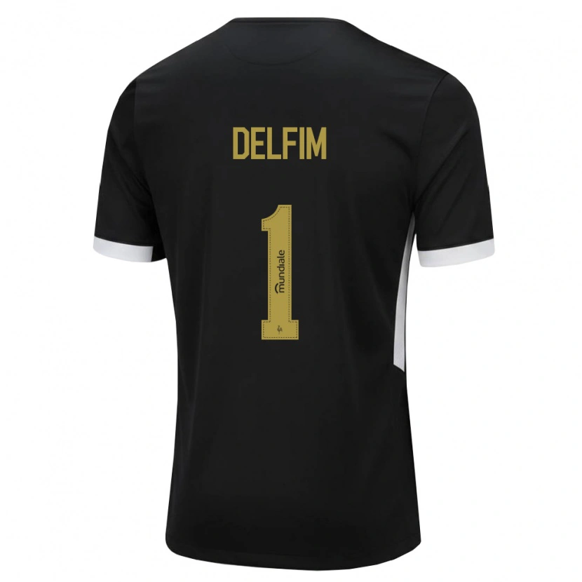 Danxen Niño Camiseta Gabriel Delfim #1 Blanco Negro Amarillo 1ª Equipación 2026/27 La Camisa