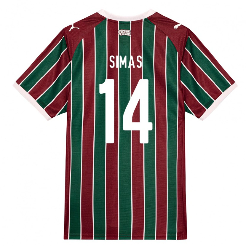 Danxen Niño Camiseta Léo Simas #14 Verde Borgoña Blanco 1ª Equipación 2026/27 La Camisa