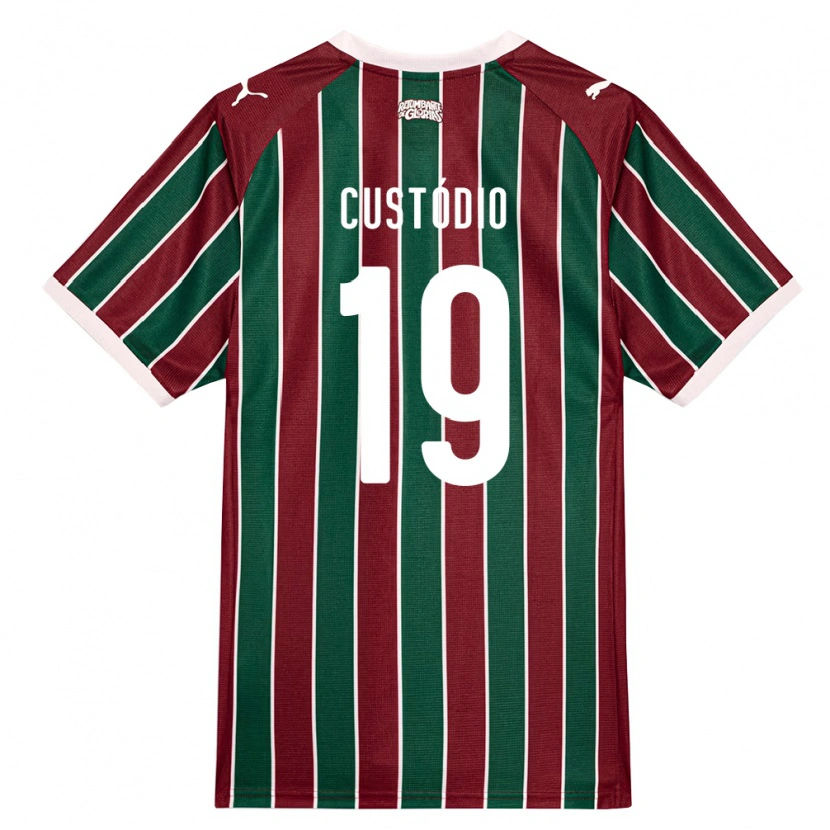 Danxen Niño Camiseta Gustavo Custódio #19 Verde Borgoña Blanco 1ª Equipación 2026/27 La Camisa