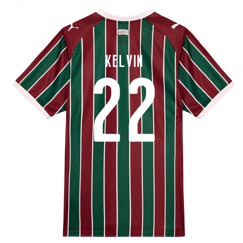 Danxen Niño Camiseta Kelvin Moreira Sandim #22 Verde Borgoña Blanco 1ª Equipación 2026/27 La Camisa