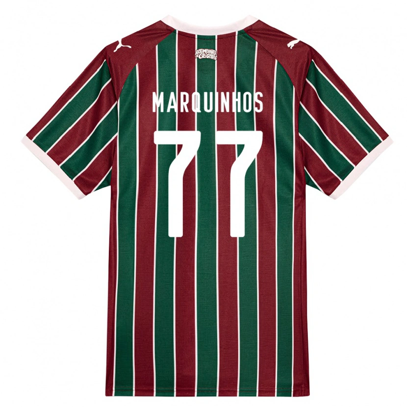 Danxen Niño Camiseta Marquinhos #77 Verde Borgoña Blanco 1ª Equipación 2026/27 La Camisa