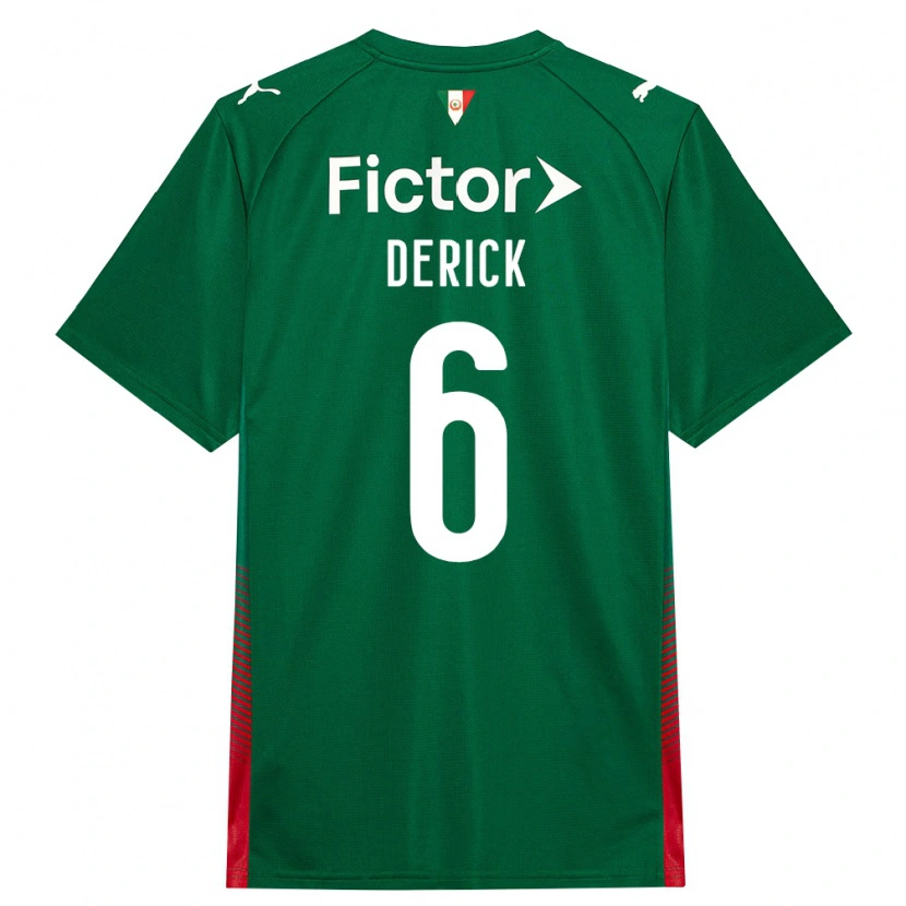 Danxen Niño Camiseta Derick Araújo Campos #6 Verde Rojo Blanco 1ª Equipación 2026/27 La Camisa