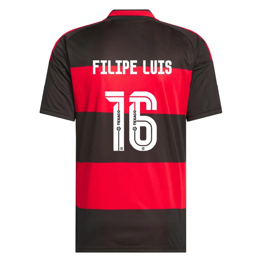 Danxen Niño Camiseta Filipe Luis #16 Rojo Negro Blanco 1ª Equipación 2026/27 La Camisa