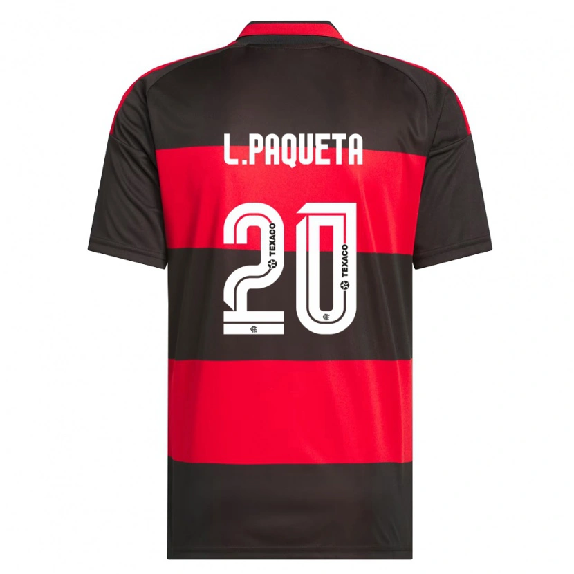 Danxen Niño Camiseta Lucas Paquetá #20 Rojo Negro Blanco 1ª Equipación 2026/27 La Camisa