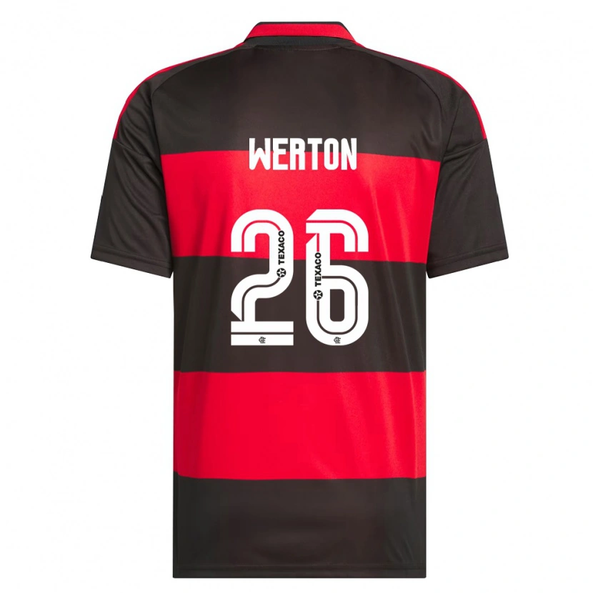 Danxen Niño Camiseta Werton #26 Rojo Negro Blanco 1ª Equipación 2026/27 La Camisa