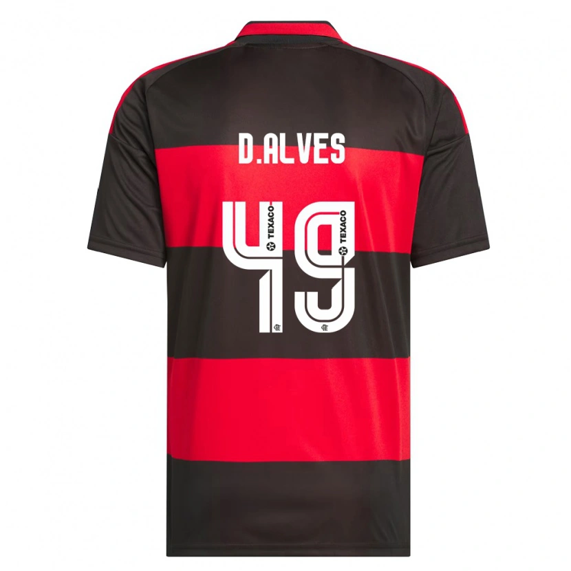 Danxen Niño Camiseta Dyogo Alves #49 Rojo Negro Blanco 1ª Equipación 2026/27 La Camisa