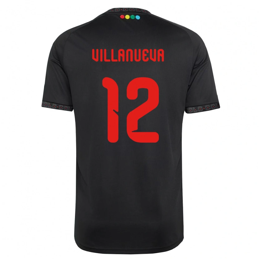 Danxen Niño Camiseta Eduardo Villanueva #12 Negro Rojo 2ª Equipación 2026/27 La Camisa