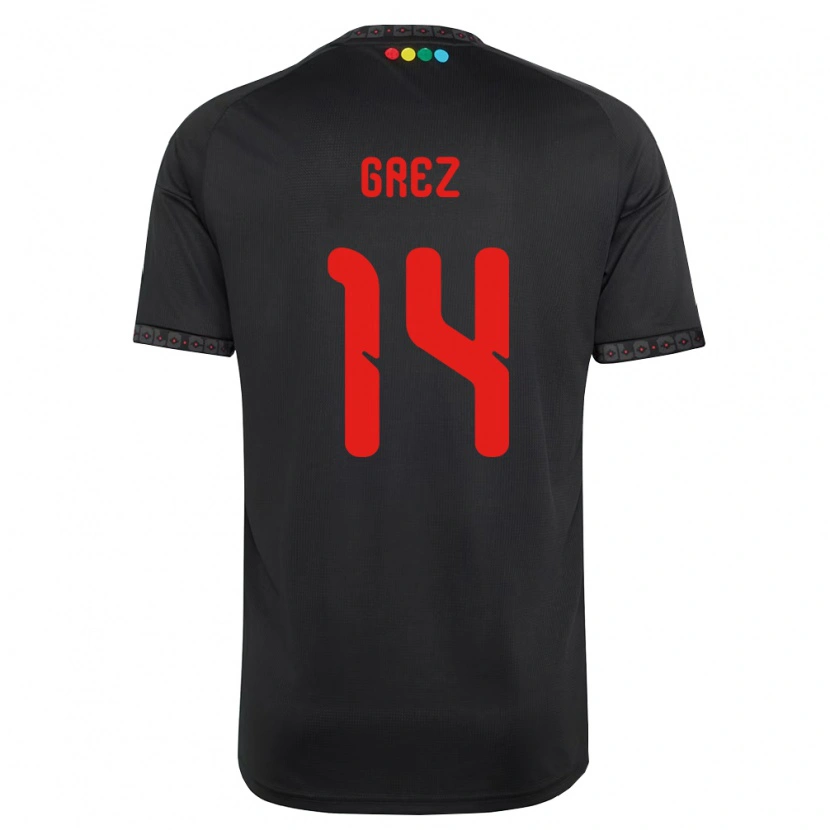 Danxen Niño Camiseta Javiera Grez #14 Negro Rojo 2ª Equipación 2026/27 La Camisa